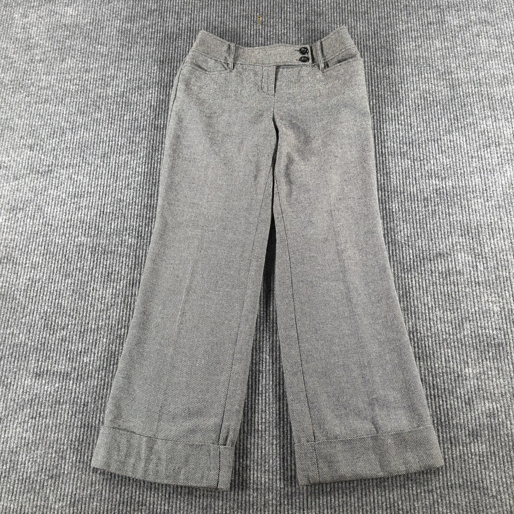 Ann Taylor LOFT Dress Pants Womens 6 Gray Herringbone Tweed Cuffed Lined Career